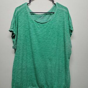 GREEN SCOOP NECK LIGHT WEIGHT SHORT SLEEVE SHIRT BY LANE BRYANT SIZE 14/16